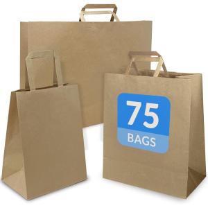 Reli. Paper Bags w/Handles, Kraft | Assorted Large Sizes | 75 Pcs (25 Each Size) – Bulk | 8×4.25×10-10x5x13-16x6x12 | Brown Paper Bag Combo Pack | Retail Bags/Shopping, Gifts