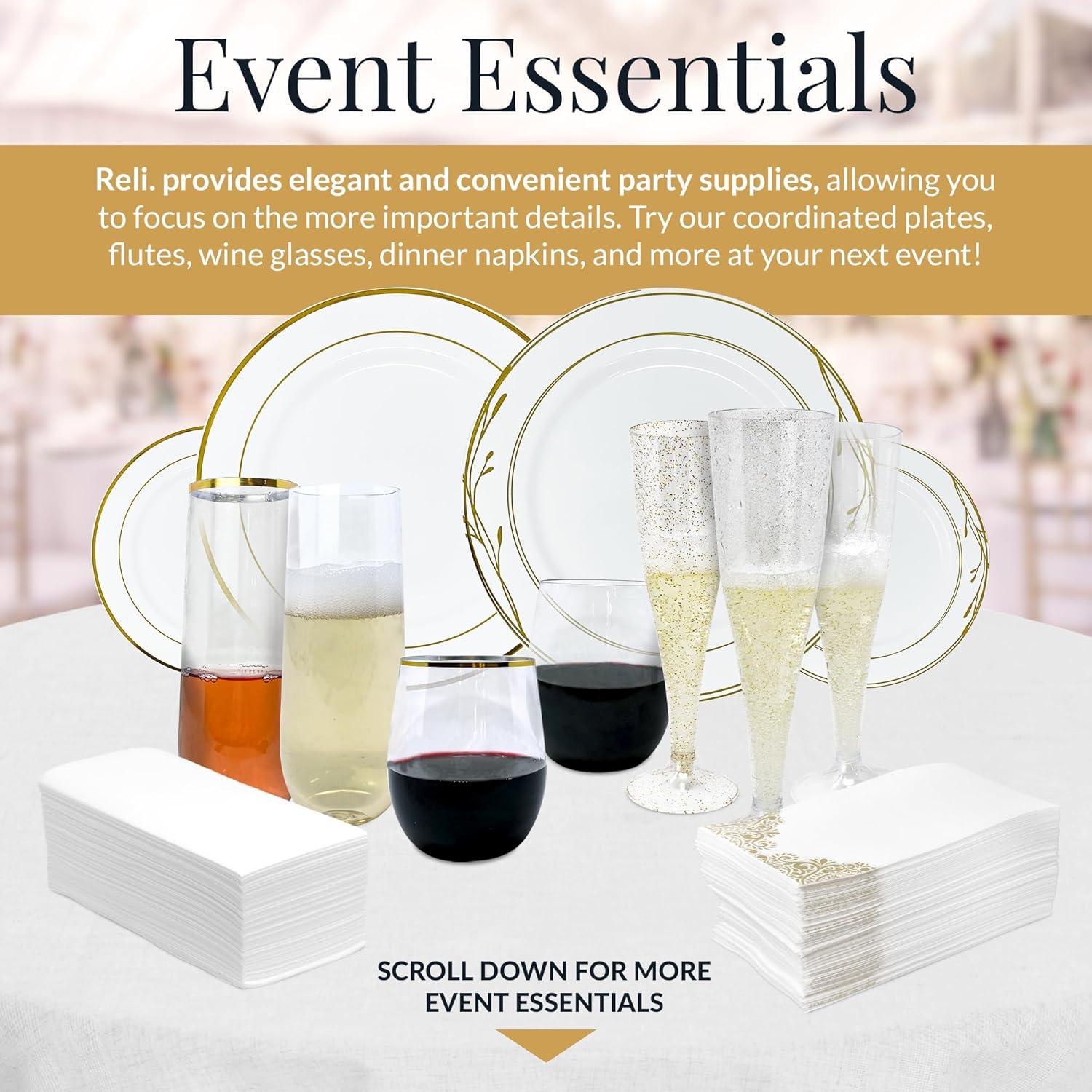 imageReli 250 Count Cocktail Napkins 3Ply White and Gold Beverage Napkins Disposable 5 x 5 in for Small Party Bar Wedding Use for Coffee Dessert WhiteGold
