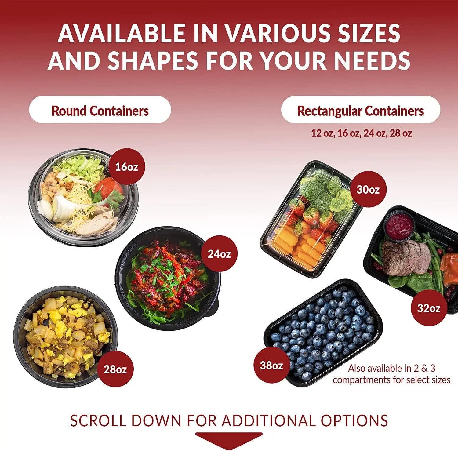 imageReli 28 oz Meal Prep Containers wLids 50 Pack Leftover To Go Takeout Microwave Safe Disposable Containers for Food Storage Take HomeLunchMeal Planning Plastic Black