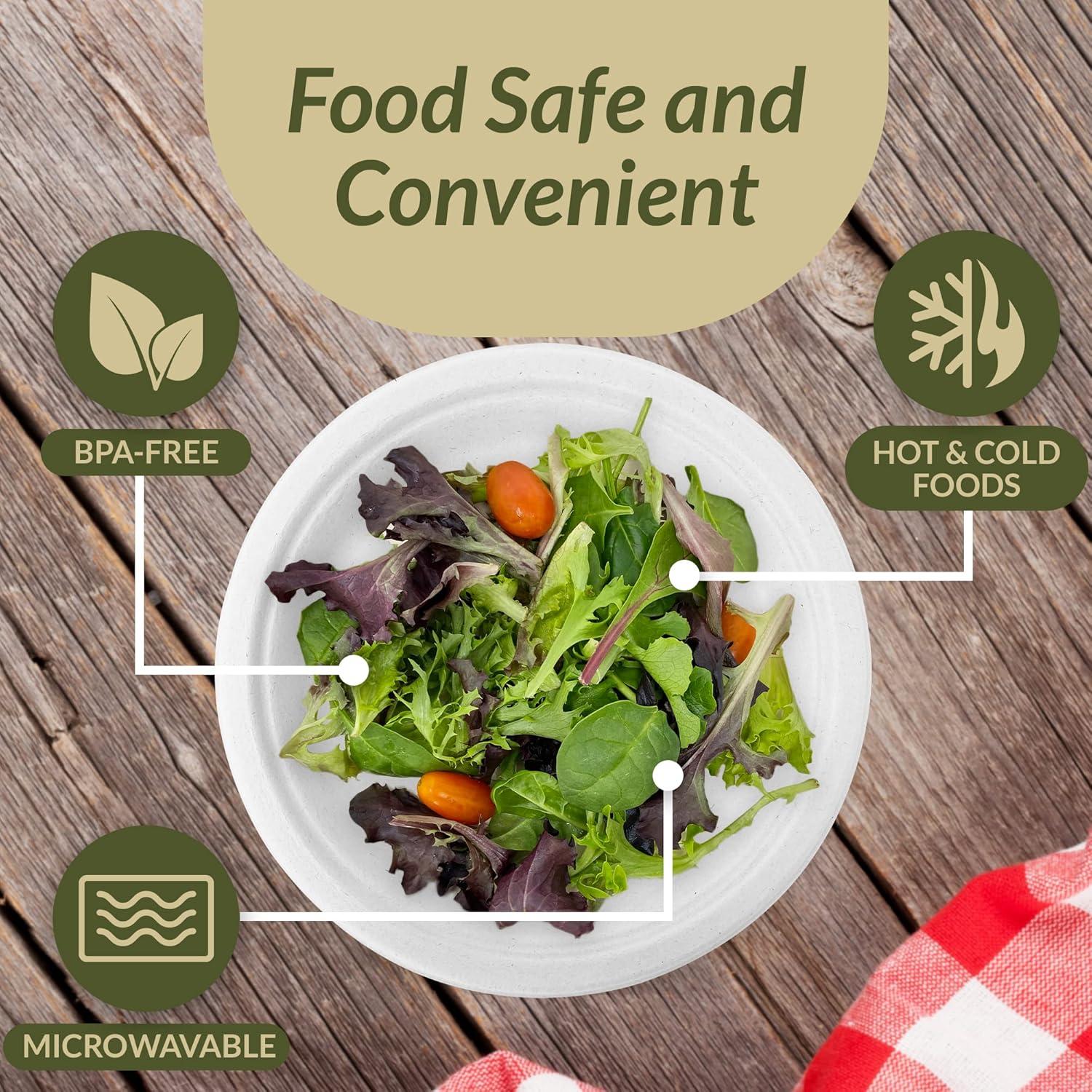 imageReli Compostable Paper Plates 9 Inch 140 Pack Bulk White Disposable Plates 9 Heavy Duty Paper EcoFriendly Made of Sugarcane FibersBagasse BiodegradableCompostable