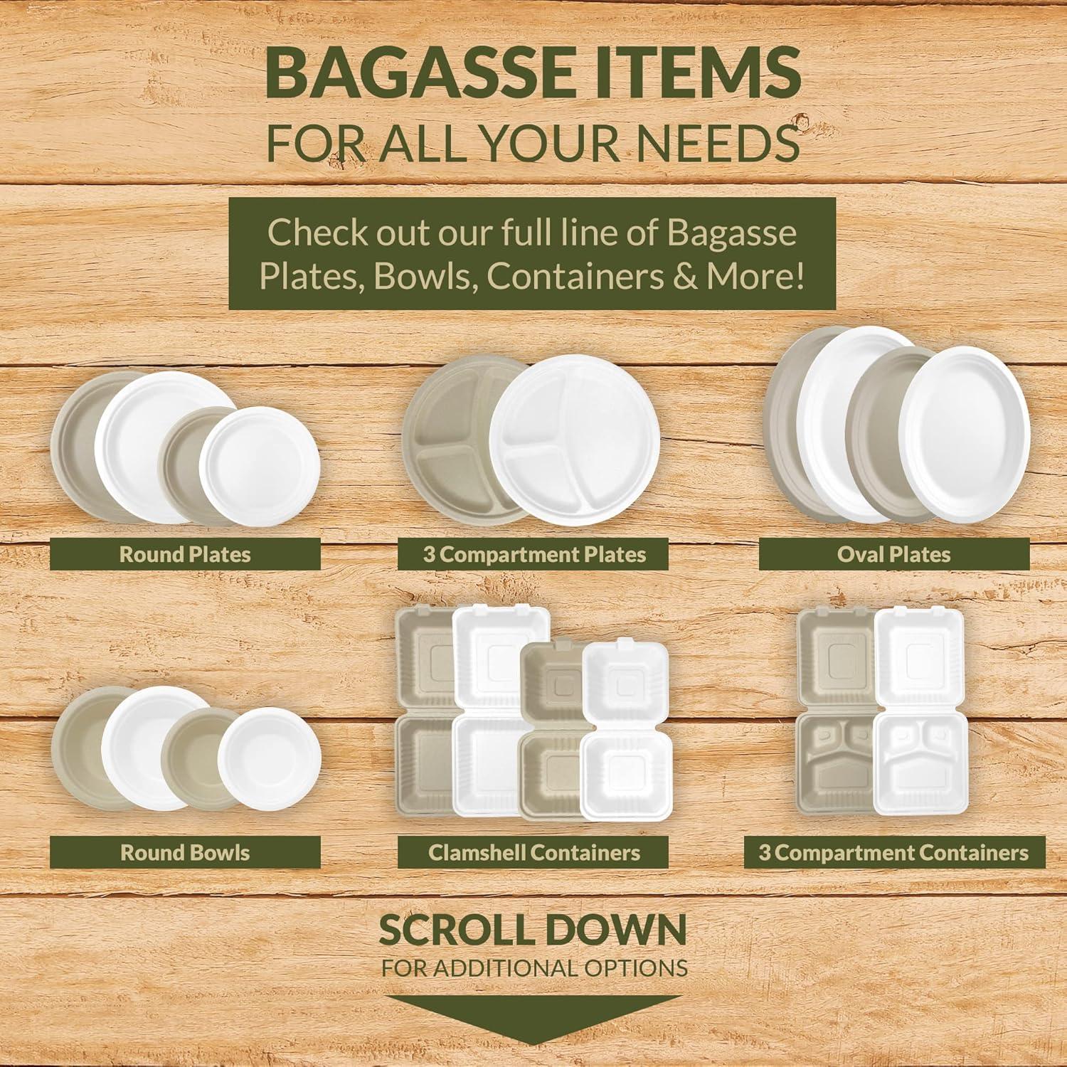 imageReli Compostable Paper Plates 9 Inch 140 Pack Bulk White Disposable Plates 9 Heavy Duty Paper EcoFriendly Made of Sugarcane FibersBagasse BiodegradableCompostable