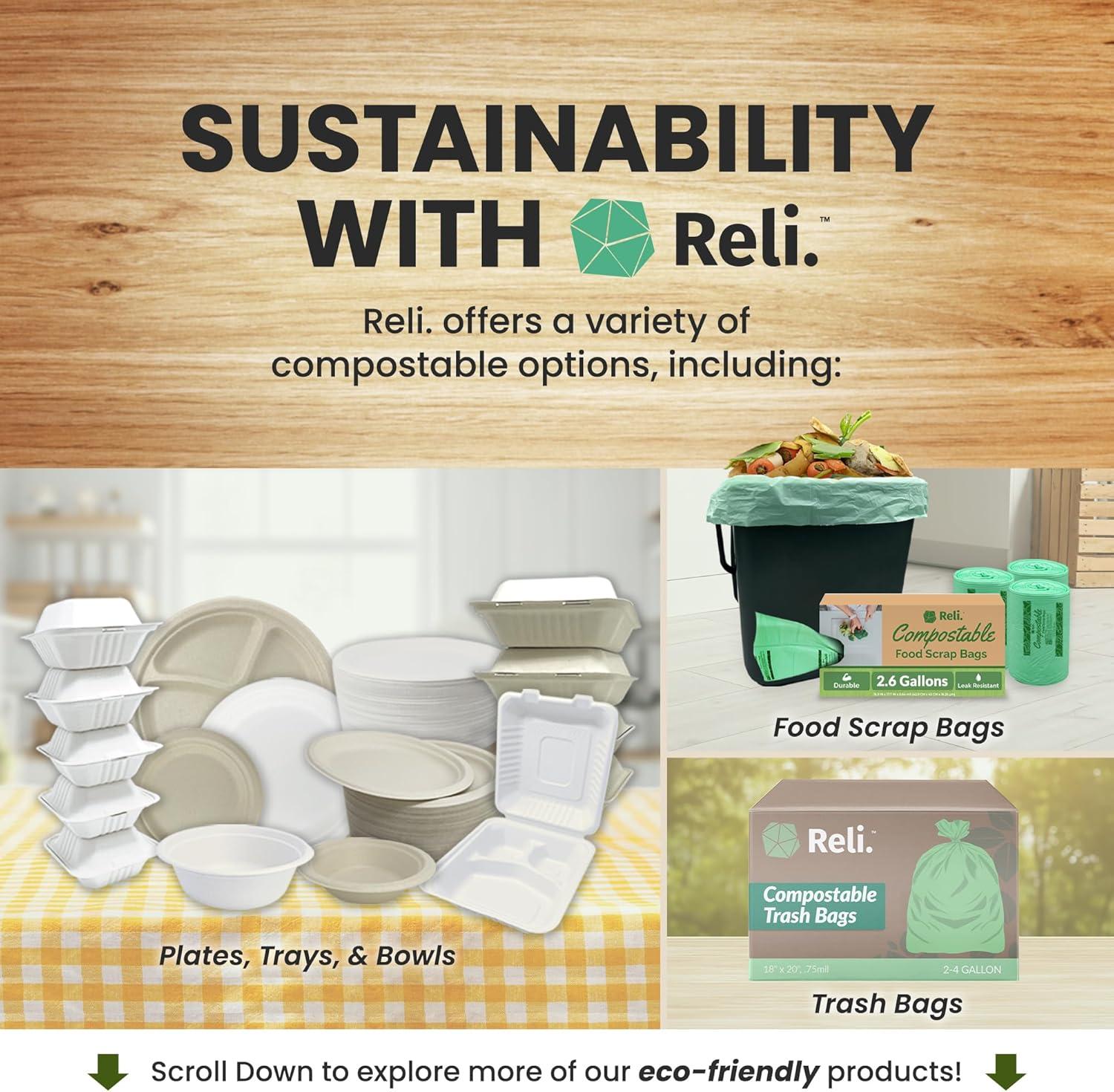 imageReli Compostable Utensils Set 360 Pack 120 Ea Knives ForksSpoons Disposable Utensils Heavy Duty Compostable Cutlery Set for Party Events BPA Free CornstarchComposting Flatware White