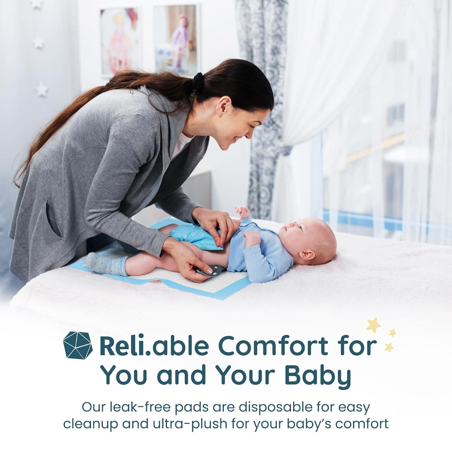 imageReli Disposable Changing Pads for Baby 110 Pack Disposable Diaper Changing Pads 13 x 18 Super Absorbent LeakProof Liners Waterproof Quick Dry Underpads BlueWhite