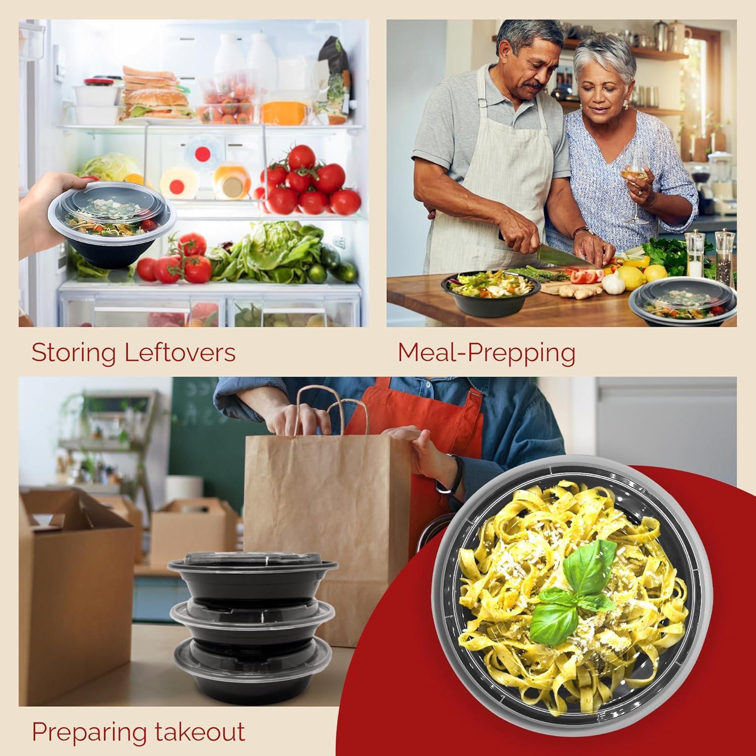 imageReli Meal Prep Container Bowls 16 oz 25 Pack Meal Prep Containers Reusable Plastic Take Out Food Boxes Microwavable Bowls with Lids Disposable for Takeout To Go Leftover