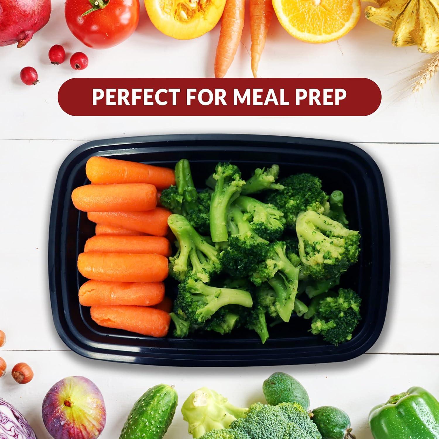 imageReli Meal Prep Containers 16 oz 50 Pack 1 Compartment Food Container wLids Microwavable Food Storage ContainersTo Go Black Reusable Bento BoxLunch Box for Meal Prep