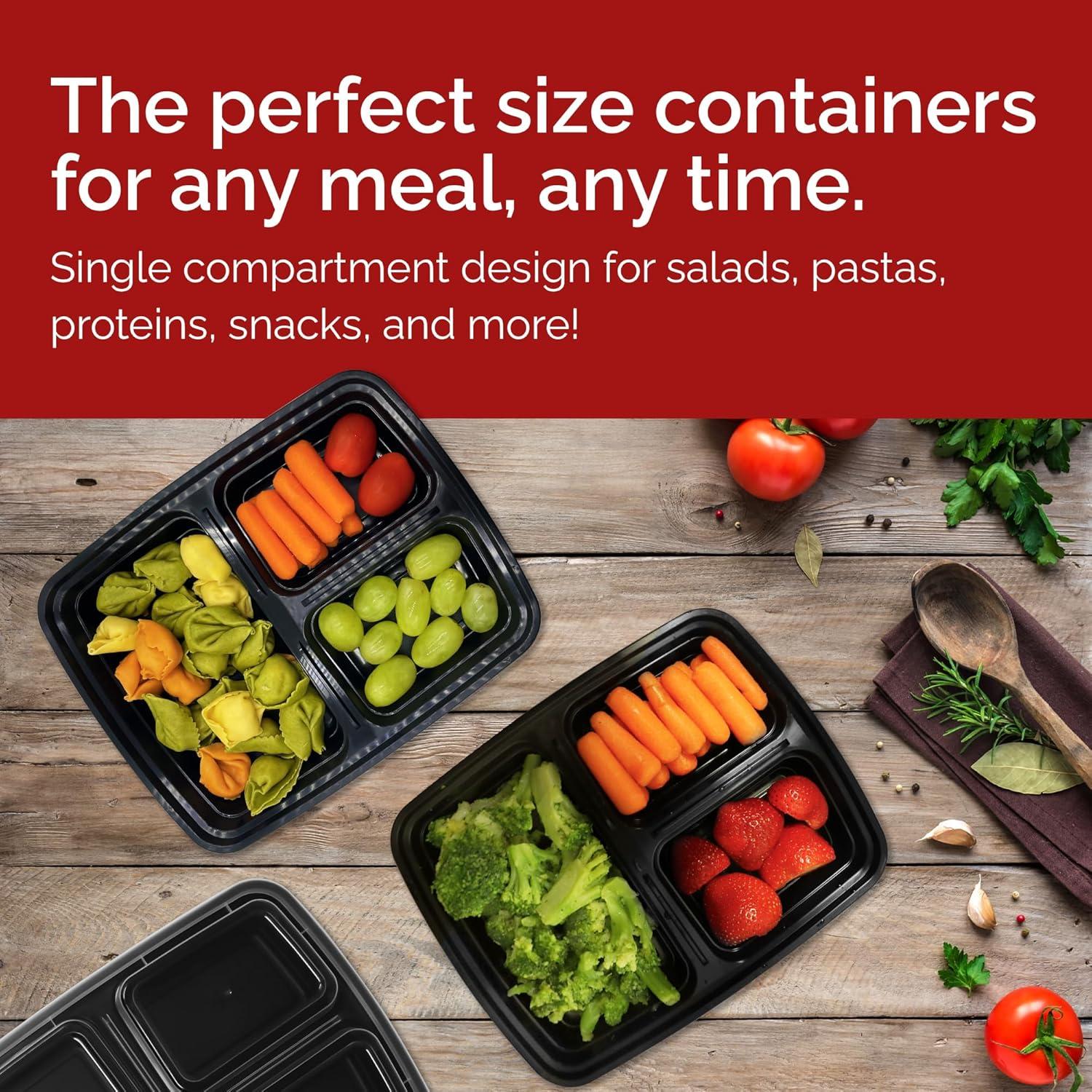 imageReli Meal Prep Containers 36 oz 35 Pack 3 Compartment Meal Prep Containers Reusable Plastic Take Out Food Box Microwavable Boxes with Lids for Takeout To Go Leftover