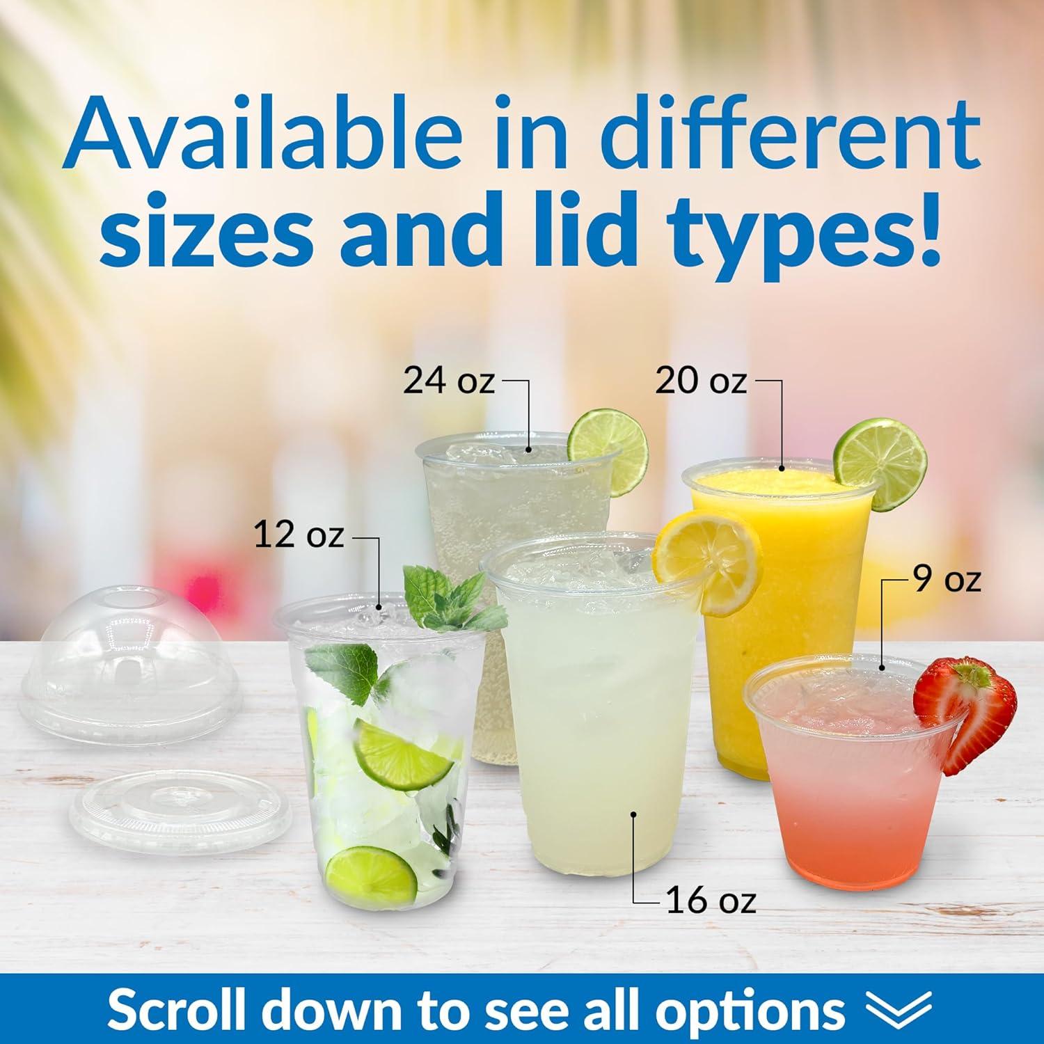 imageReli Plastic Cups with Lids 24 oz 150 Sets Clear Plastic Cups with Lids PET Clear Disposable Bulk PET Containers with Flat Tops for Party Iced Coffee Smoothies To Go Drinks