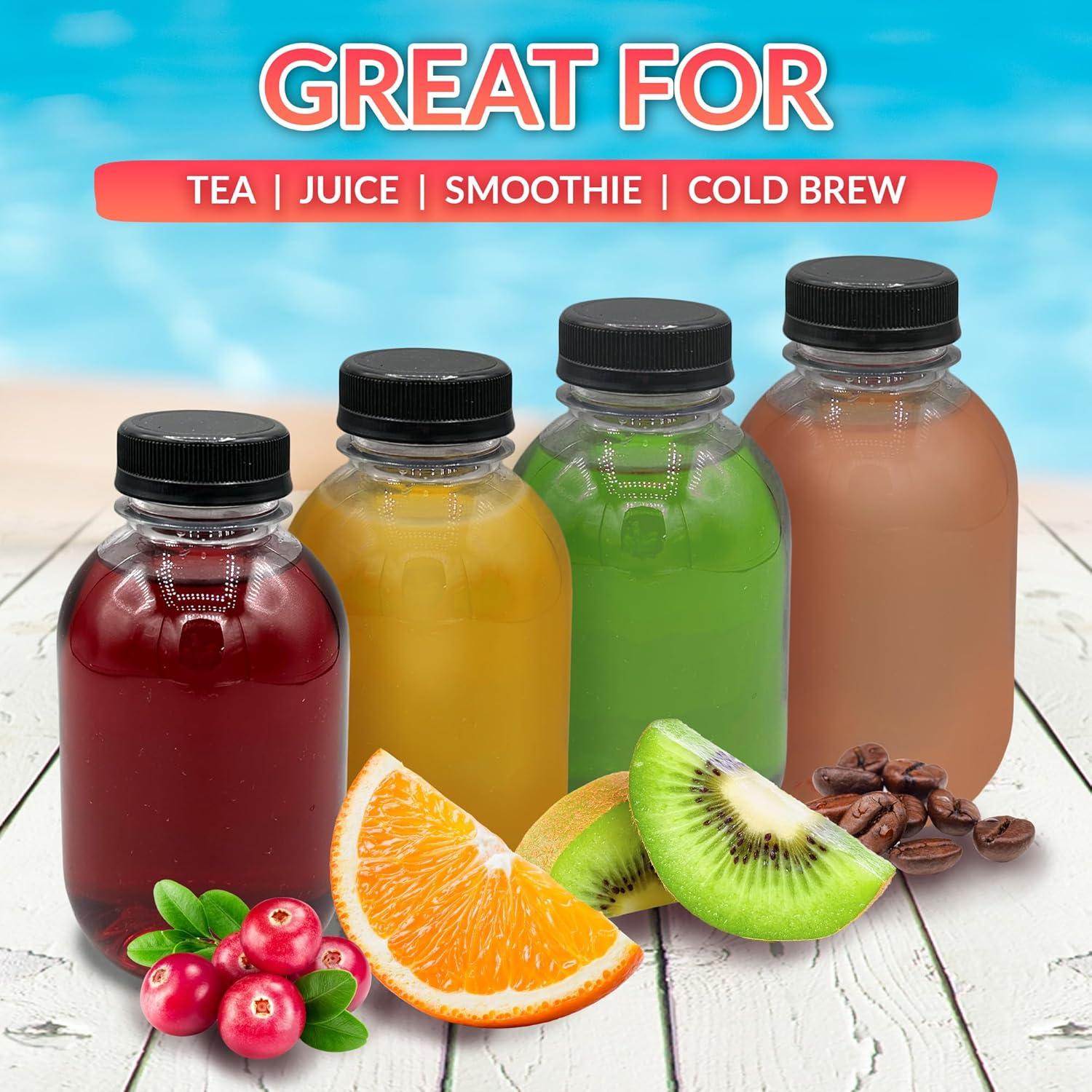 imageReli Plastic Juice Bottles 15 Pack 12 oz Round Plastic Juice Bottles with Caps amp Sticker Labels Clear Empty for Juicing 12oz Disposable Reusable Containers for Juicing Smoothies