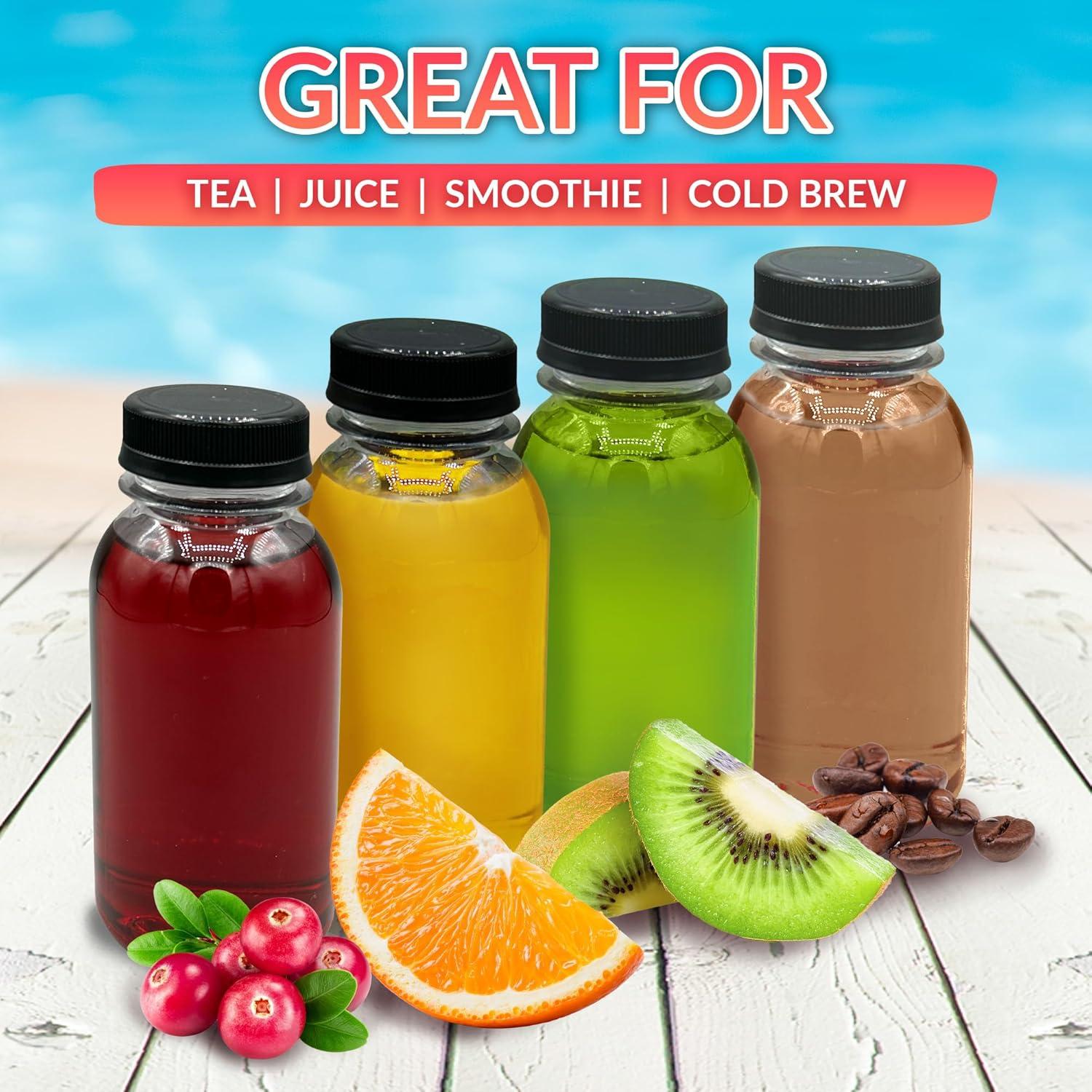 imageReli Plastic Juice Bottles 42 Pack Bulk 8 oz Round Plastic Juice Bottles with Caps amp Sticker Labels Clear Empty for Juicing 8oz Disposable Reusable Containers for Juicing Smoothies