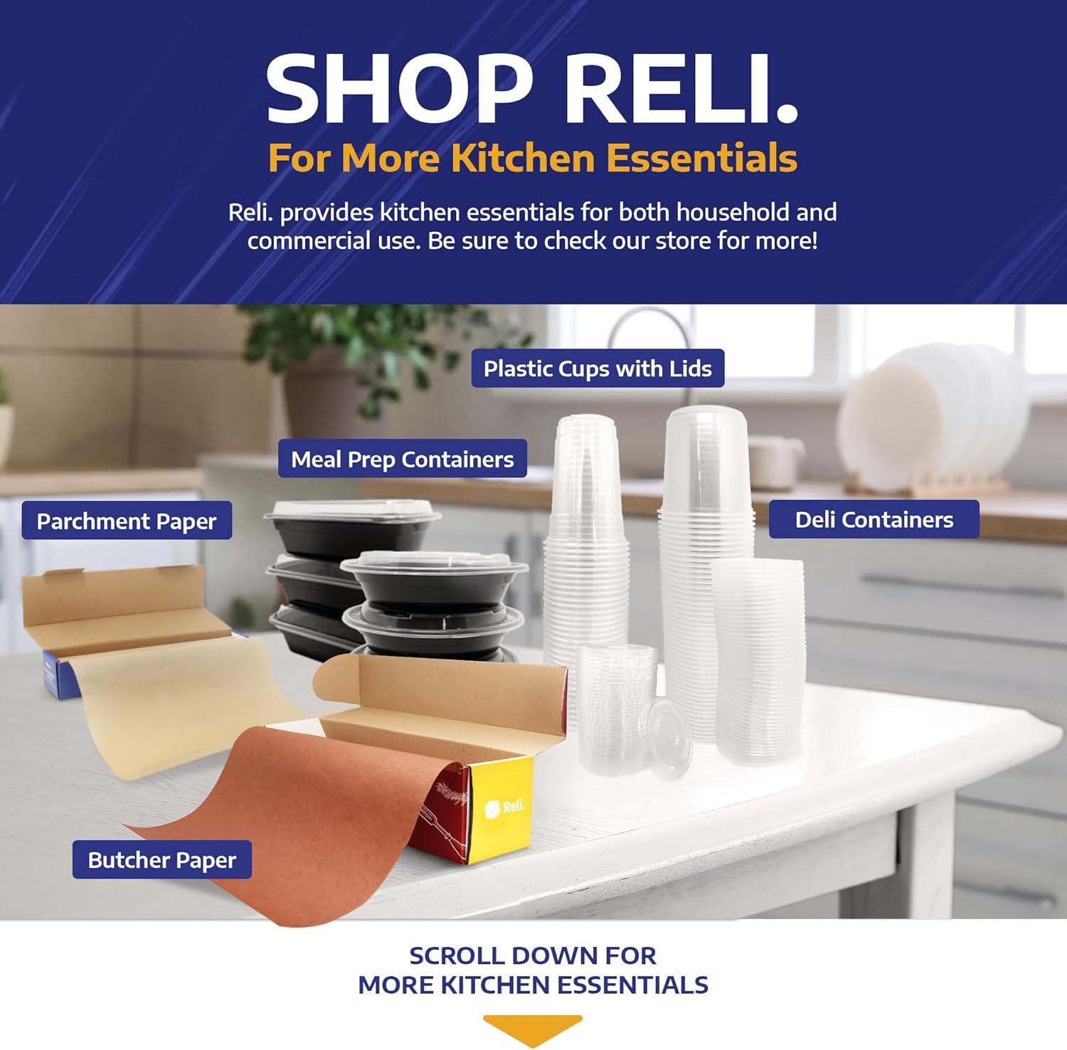 imageReli Plastic Wrap for Food 12 x 800 SQ FT Cling Wrap with Slide Cutter Clear Kitchen Use Plastic Cling Film for Food Service Microwave Safe