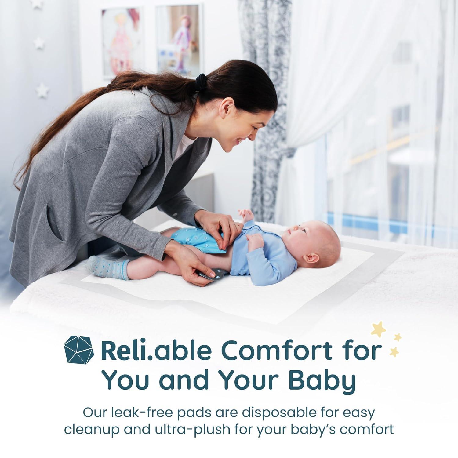 imageReli Premium XL Disposable Baby Changing Pad Liners XL 24 x 18 55 Pack Super Absorbent Soft LeakProof Waterproof Quick Dry Carry On The Go for Quick Diaper Changes White