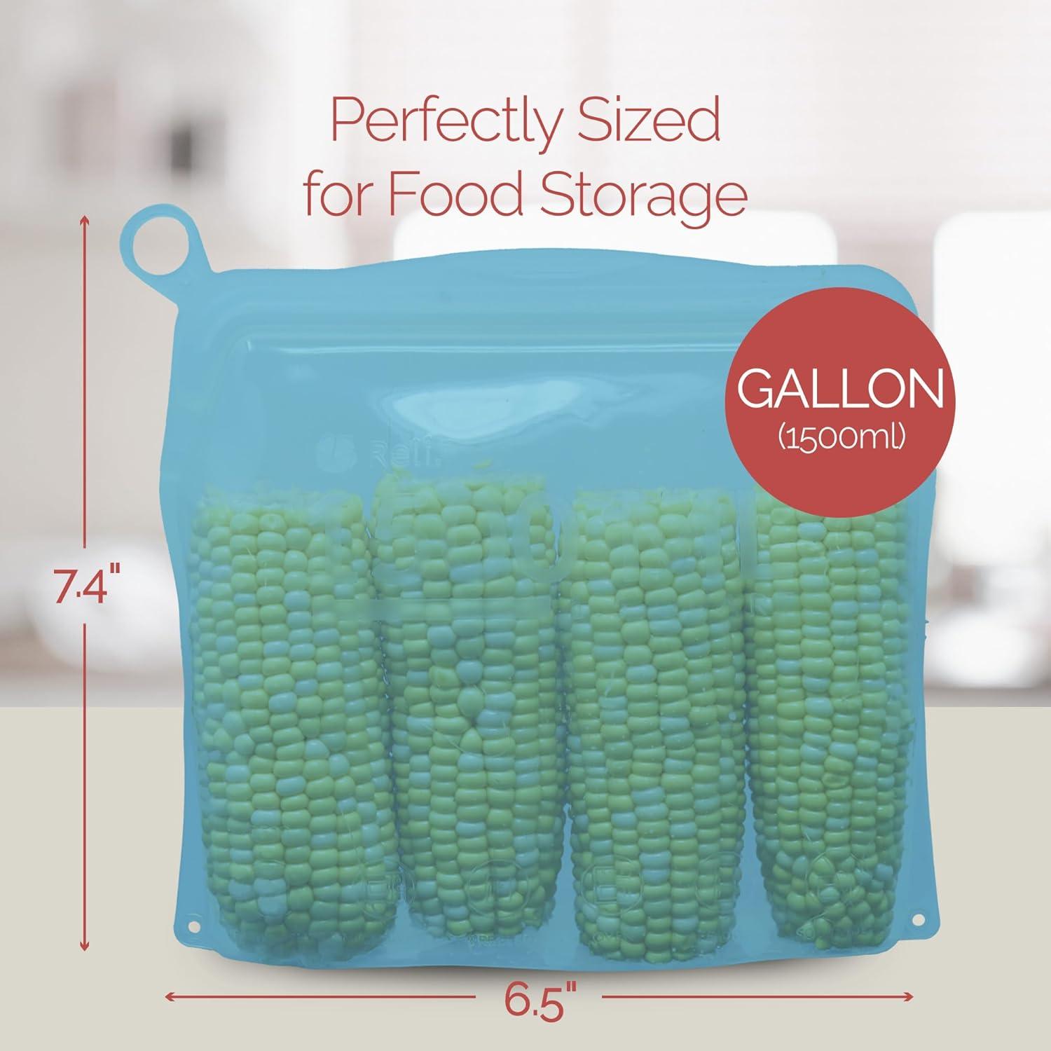 imageReli Reusable Silicone Bags 3 Pack MultiSize Snack Sandwich Gallon 1 Each Aqua Silicone Bags for Food Storage Reusable Food Storage for Meal Prep DishwasherFreezer Safe