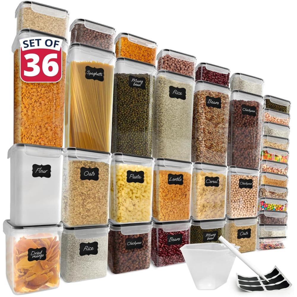 imageReli Airtight Food Storage Containers with Lids 36 Sets Kitchen Organizers and Storage Pantry Organizers BPA Free Plastic Food Containers Ultra Variety Pack wMeasuring Cup 42 Labels Pen