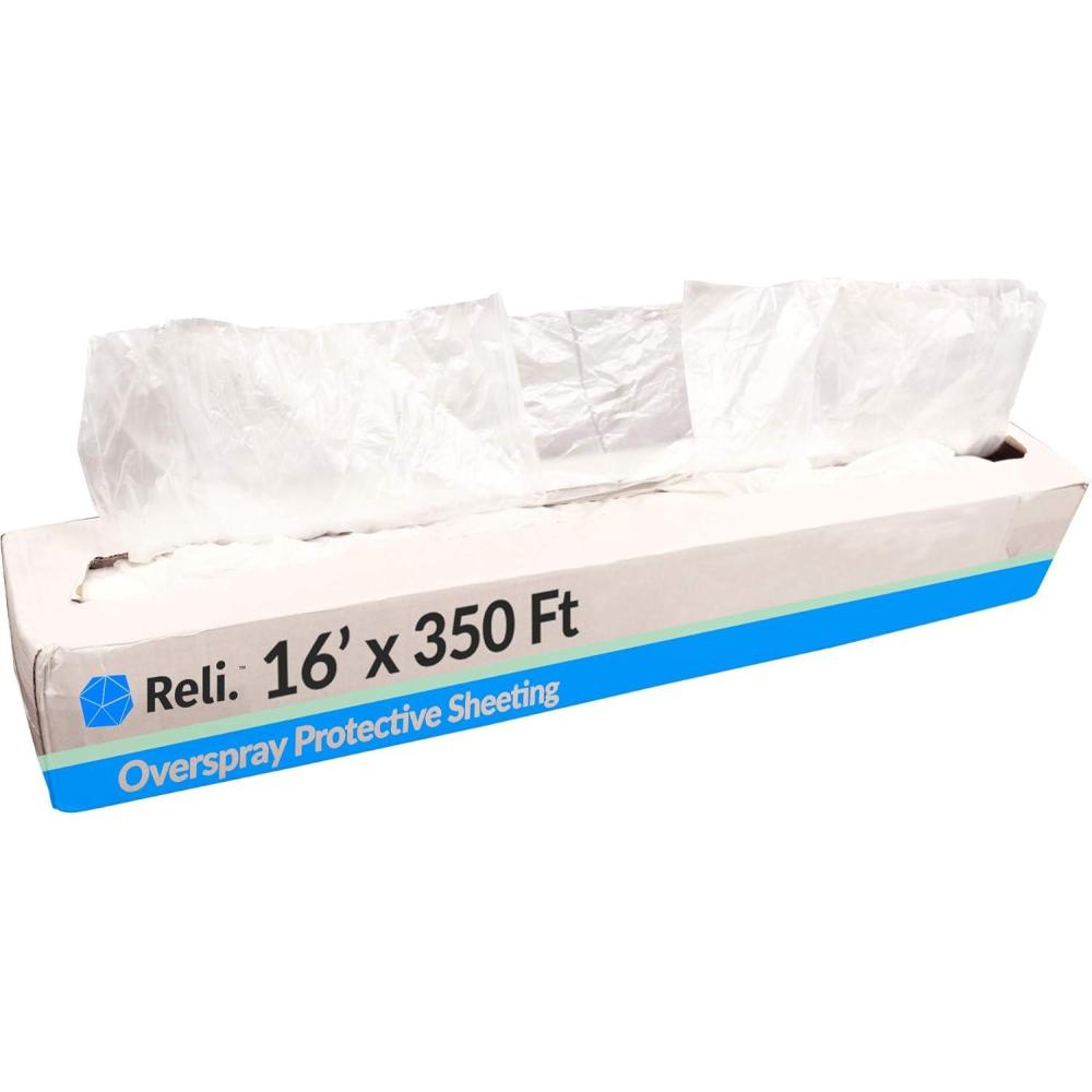 imageReli Plastic Sheeting White 16 x 350 Feet Overspray Plastic Sheeting Translucent Masking Film Protective Painters Coverage Roll for AutomotiveAuto Body Painting