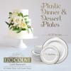 Reli. (120 Pcs Plastic Plates Disposable Combo | White w/Gold Rim | 10.25″ Dinner Size (60 Pcs) & 7.5″ Dessert Size (60 Pcs) | Heavy Duty Fancy Plates for Party, Wedding | Hard Plastic