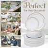Reli. (120 Pcs Plastic Plates Disposable Combo | White w/Gold Rim | 10.25″ Dinner Size (60 Pcs) & 7.5″ Dessert Size (60 Pcs) | Heavy Duty Fancy Plates for Party, Wedding | Hard Plastic
