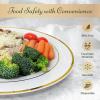 Reli. 55 Pcs Plastic Dinner Plates, Disposable (10.25 inch, White w/Gold Rim) | Plates for Party, Heavy Duty | Elegant White Dinner Tray | Hard Plastic, for Wedding, Birthday, Christmas
