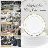 Reli. 55 Pcs Plastic Dinner Plates, Disposable (10.25 inch, White w/Gold Rim) | Plates for Party, Heavy Duty | Elegant White Dinner Tray | Hard Plastic, for Wedding, Birthday, Christmas
