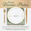 Reli. 55 Pcs Plastic Dinner Plates, Disposable (10.25 inch, White w/Gold Rim) | Plates for Party, Heavy Duty | Elegant White Dinner Tray | Hard Plastic, for Wedding, Birthday, Christmas