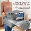 Reli. 60L Clothes Storage Bags (6 Pack) Foldable Closet Organizers & Closet Storage Containers | Foldable Bins with Lids, Handles | Large Clothing Bags for Towels, Toys, Blankets | Grey(6)