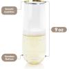 Reli. Champagne Flutes Plastic | 15 Pack | 9 oz – Gold Rim Clear | Stemless Premium Plastic Champagne Flutes | Party-Perfect for Celebrations