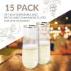 Reli. Champagne Flutes Plastic | 15 Pack | 9 oz – Gold Rim Clear | Stemless Premium Plastic Champagne Flutes | Party-Perfect for Celebrations