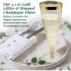 Reli. Champagne Flutes Plastic | 25 Pack | 4.5 oz – Gold Rim & Glitter | Premium Plastic Champagne Flutes | Party-Perfect for Celebrations
