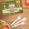 Reli. Compostable Forks (275 Pack) | Disposable Utensils Heavy Duty Forks | Compostable Utensils, Cutlery for Party, Events, Party Supplies | BPA Free, Cornstarch, Composting Flatware (White)