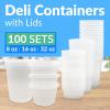 Reli. Deli Containers with Lids (100 Sets Total) Variety Pack – 8oz (40 pc) 16oz (40pc) 32oz (20 pc) w/Lids | Plastic Soup Container Food Storage | BPA Free, Disposable | Microwave Freezer Safe