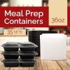 Reli. Meal Prep Containers 36 oz (35 Pack) 3 Compartment Meal Prep Containers Reusable | Plastic Take Out Food Box, Microwavable | Boxes with Lids for Takeout, To Go, Leftover