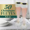Reli. Plastic Champagne Flutes (50 Pack, 4.5oz) Gold Rim & Glitter | Disposable Champagne Flutes for Champagne, Mimosa, Cocktail, Wedding | BPA-Free Plastic Champagne Glasses Disposable, Shatterproof