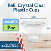 Reli. Plastic Cups with Lids 9 oz (200 Sets) | Clear Plastic Cups with Lids | 9 oz Disposable PET Bulk | PET Container Clear with Flat Tops for Party, Desserts, Coffee, To Go Drinks(9 oz)