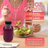 Reli. Plastic Juice Bottles [15 Pack] [12 oz] Round Plastic Juice Bottles with Caps & Sticker Labels | Clear, Empty for Juicing 12oz | Disposable, Reusable Containers for Juicing, Smoothies