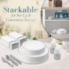 Reli. Plastic Plates for Party | 385 Pcs | White w/Silver Rim | Plates and Napkins Party Supplies | Disposable Dinnerware Set for 55 Guests |Dinner & Dessert Pack, Silver Cutlery Set, Napkins, Cups