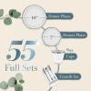 Reli. Plastic Plates for Party | 385 Pcs | White w/Silver Rim | Plates and Napkins Party Supplies | Disposable Dinnerware Set for 55 Guests |Dinner & Dessert Pack, Silver Cutlery Set, Napkins, Cups