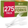 Reli. Compostable Forks (275 Pack) | Disposable Utensils Heavy Duty Forks | Compostable Utensils, Cutlery for Party, Events, Party Supplies | BPA Free, Cornstarch, Composting Flatware (White)