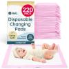 Reli. Disposable Changing Pads for Baby (220 Pack) | Disposable Diaper Changing Pads, 13″ x 18″ | Super Absorbent, Leak-Proof Liners | Waterproof, Quick Dry Underpads (Pink/White)