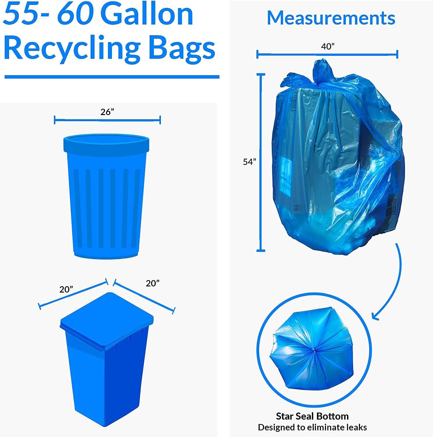 imageReli SuperValue 5560 Gallon Recycling Bags 150 Count Blue Trash Bags Made in the USA