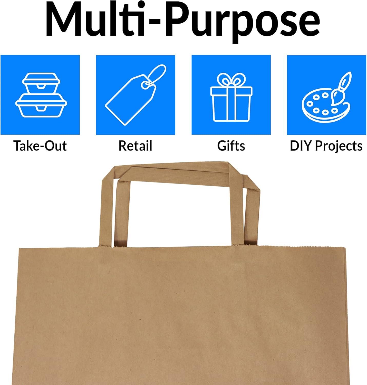 imageReli Kraft Paper Bags wHandles 100 Pcs Bulk Large 10x675x12 Brown Paper To GoTake OutRestaurantBags with Handles Shopping Bags Retail Gifts 25 larger than 10x5x131 Count Pack of 100