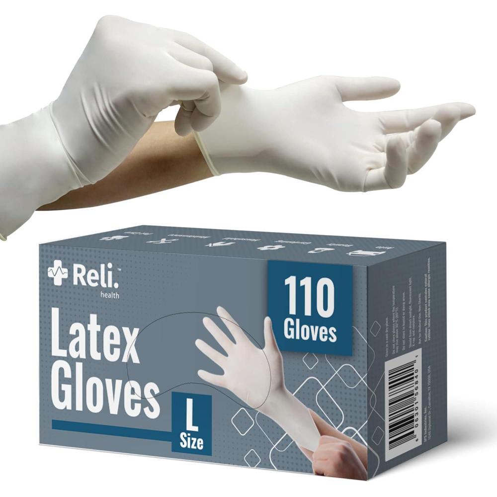 imageReli Latex Gloves Large 110 Count  Disposable  PowderFree  White Gloves NonSterile  All Purpose  Cleaning Automotive Cooking Industrial Laboratory  Single Use Large