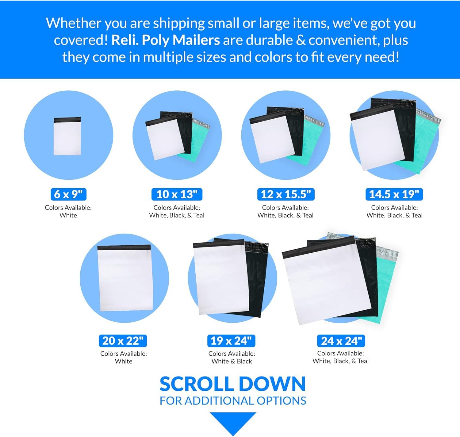 imageReli 125 Pcs Poly Mailers 19x24 White Large Shipping Bags for Small Business Mailing Bag for Shipping Packaging for Clothing NonPadded EnvelopesPolybags Self Sealing125