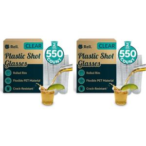 Reli. (550 Count 2 oz Plastic Shot Glasses Disposable | Clear Jello Shot Cups | Mini Plastic Cups for Party, Sauces, Samples | BPA Free, Shatterproof, 1oz Mini Glasses Disposable(2 oz (550 Count) (Pack of 2))