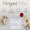 Reli. 55 Pcs Square Plastic Plates Disposable | 6.5″ White Disposable Dessert Plates for Party | Hard Plastic | Fancy for Party, Wedding, Small Appetizer, Salads, Dessert