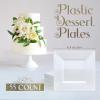 Reli. 55 Pcs Square Plastic Plates Disposable | 6.5″ White Disposable Dessert Plates for Party | Hard Plastic | Fancy for Party, Wedding, Small Appetizer, Salads, Dessert