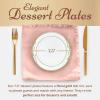 Reli. Disposable Plastic Plates, White & Gold Rim (110 Pcs, 7.5″ Dessert Plate) | Hard Plastic Dessert/Salad/Cake | Heavy Duty Disposable Round Trays for Party, Wedding, Event (Gold Trim)