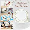 Reli. Disposable Plastic Plates, White & Gold Rim (110 Pcs, 7.5″ Dessert Plate) | Hard Plastic Dessert/Salad/Cake | Heavy Duty Disposable Round Trays for Party, Wedding, Event (Gold Trim)