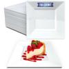 Reli. 110 Pcs Square Plastic Plates Disposable | 6.5″ White Disposable Dessert Plates for Party | Hard Plastic | Fancy for Party, Wedding, Small Appetizer, Salads, Dessert(6.5″)