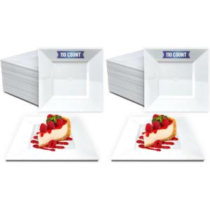 Reli. 110 Pcs Square Plastic Plates Disposable | 6.5″ White Disposable Dessert Plates for Party | Hard Plastic | Fancy for Party, Wedding, Small Appetizer, Salads, Dessert(6.5″ (Pack of 2))