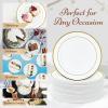 Reli. 50 Pcs Plastic Dessert Plates, Disposable (7.5 inch, White w/Gold Rim) | Small Plates for Party, Heavy Duty | Hard Plastic, for Dessert, Wedding, Birthday, Salad/Appetizer (7.5″) (Pack of 2)(7.5″ (Pack of 2))
