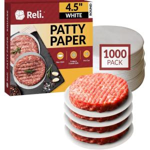 Reli. Hamburger Patty Paper (1000 Pack) (4.5 Inch Round) | Wax Paper | Food Grade Patty & Parchment Non-Stick Sheets for Burger Press/Separating Frozen Patties,Restaurant-Grade (4.5″)